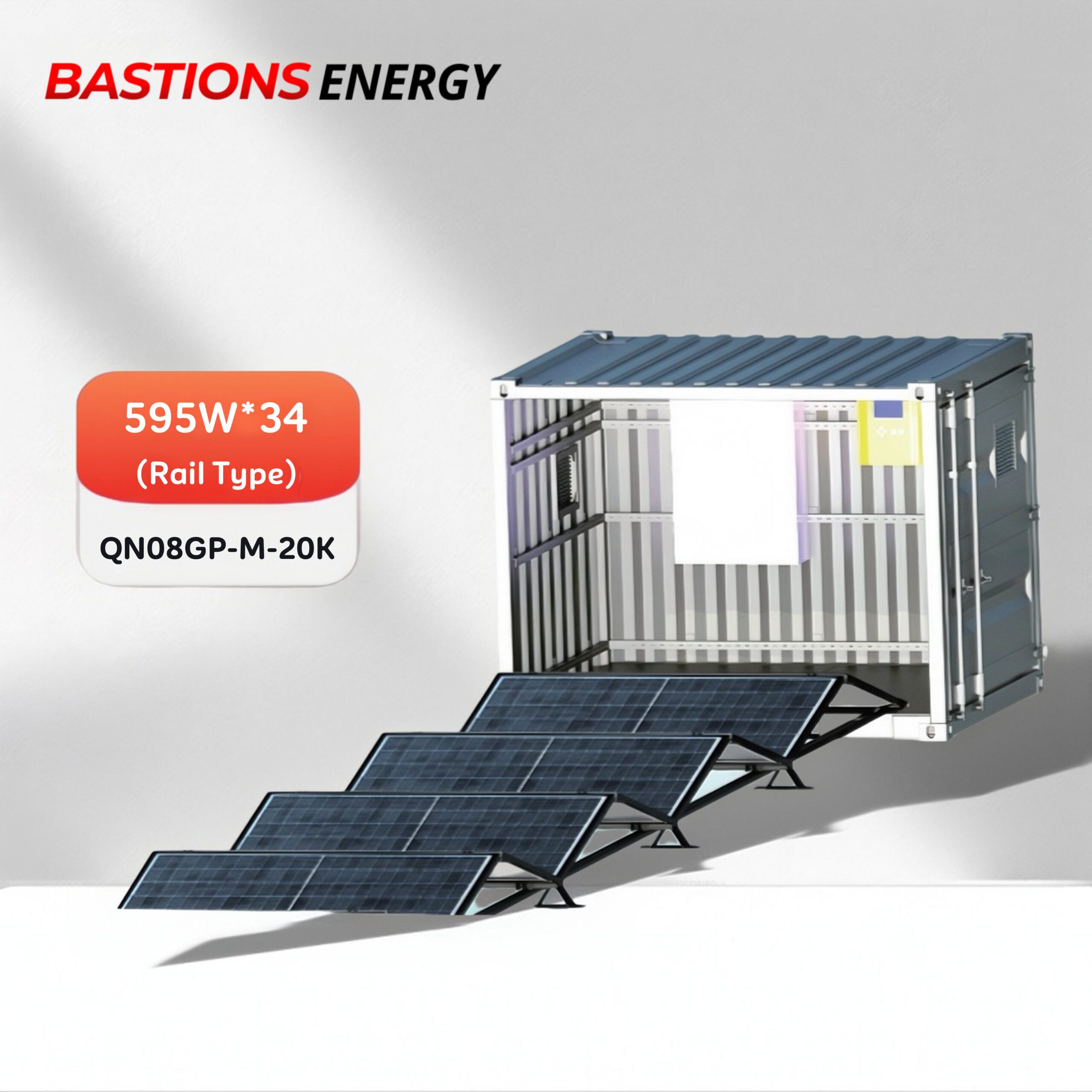 Bastions Energy Power SPV Solar PV Container QN08GP-M-20K 595W*34 (Rail Type)